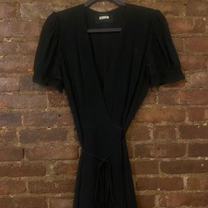 REFORMATION Black Mini Wrap Dress